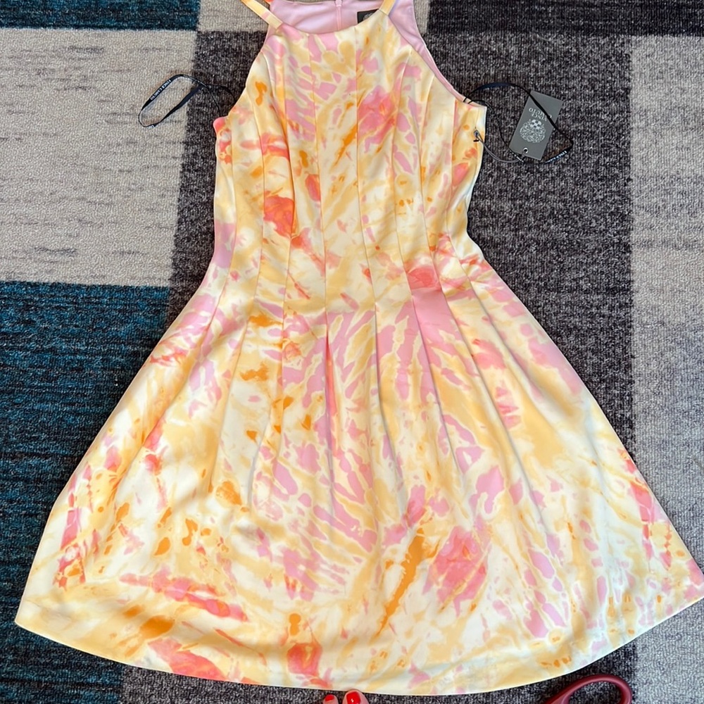 Vince Camuto yellow, orange and pink halter style dress size 6 - Picture 2 of 9